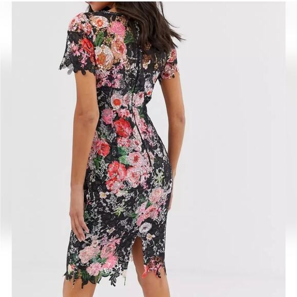 ASOS Paper Doll Colorful Floral Lace Coquette Scalloped Feminine Dress 4P - Picture 2 of 6